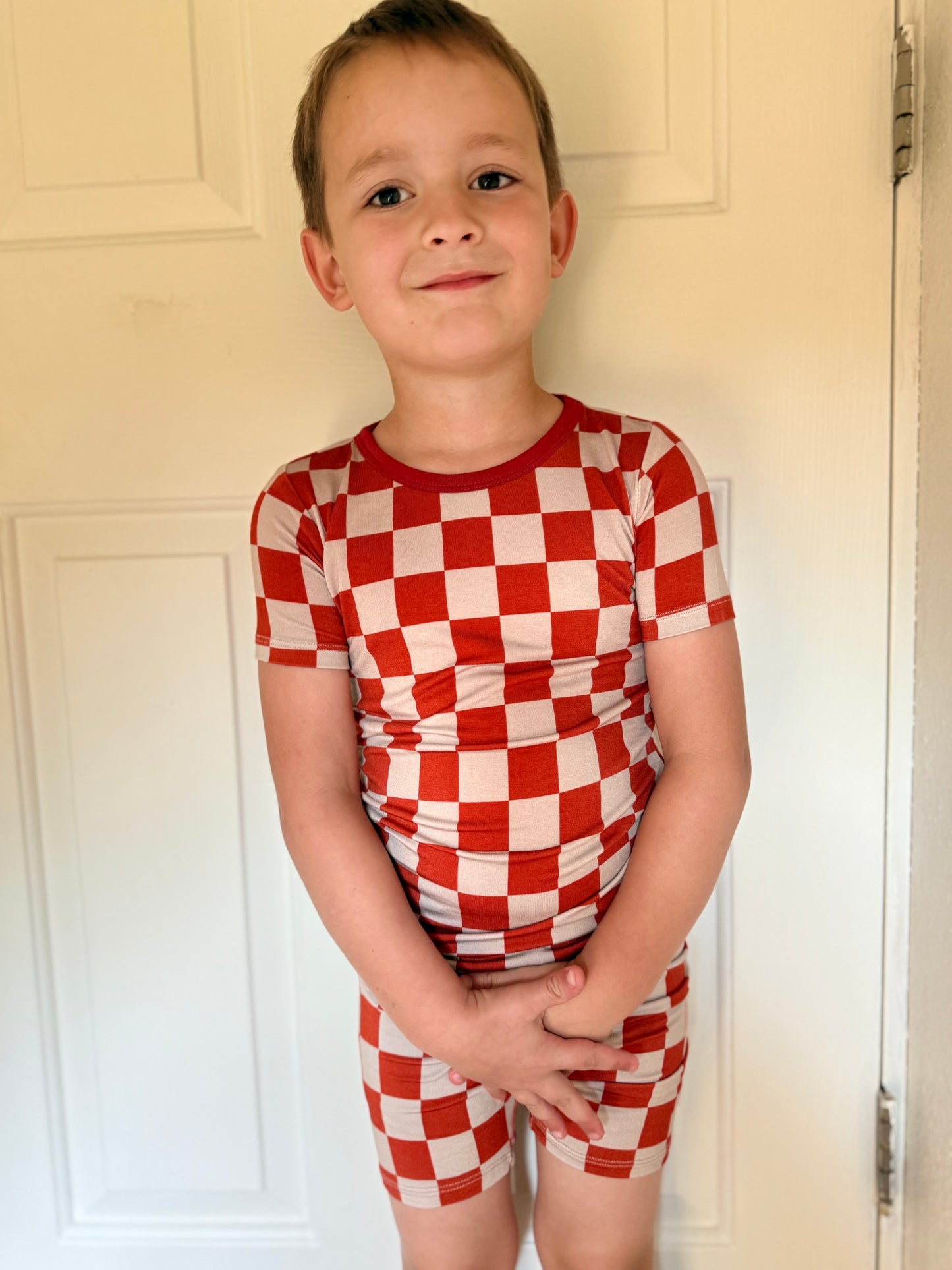 Harvest Check - Short Sleeve + Shorts Pajama Set