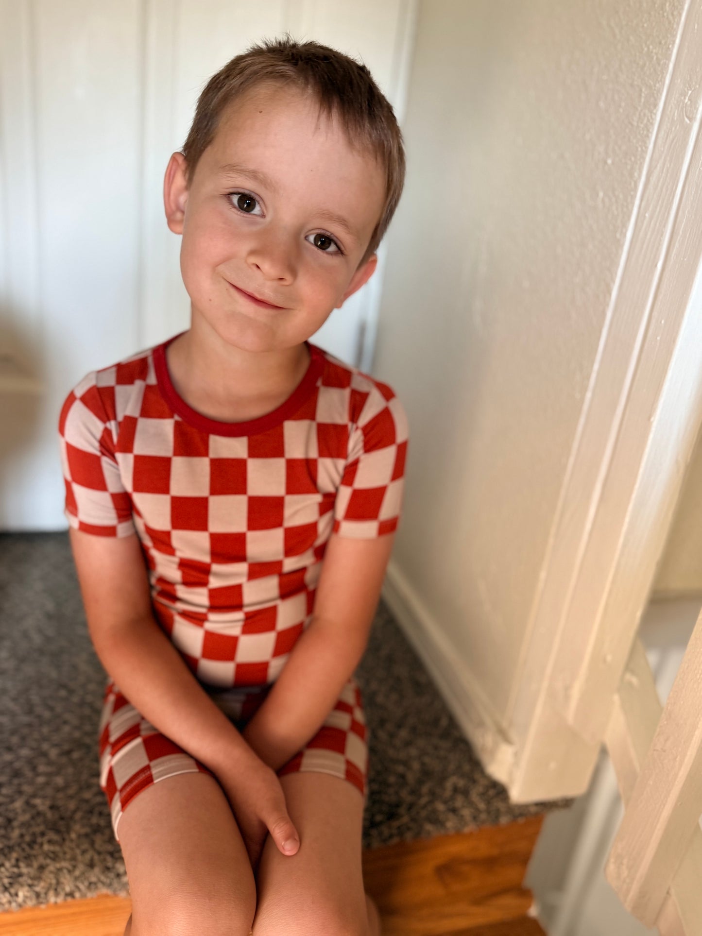 Harvest Check - Short Sleeve + Shorts Pajama Set