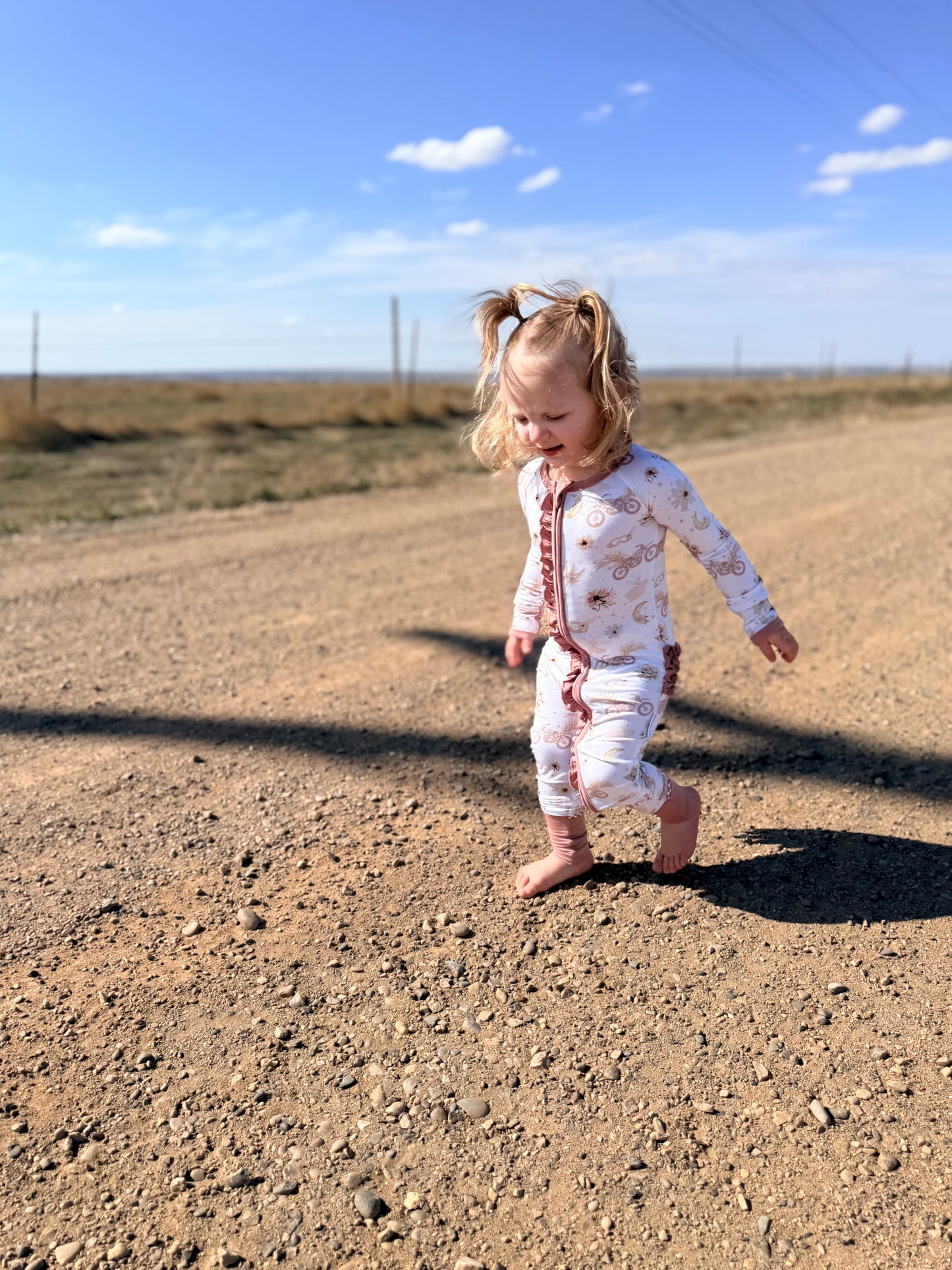 Whimsy Wheels - Ruffled Convertible Zipper Romper