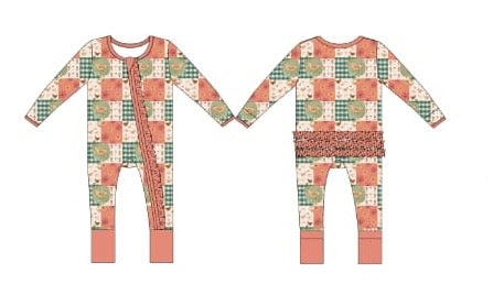 PREORDER - Clucky Cottage - Ruffled Convertible Zipper Romper