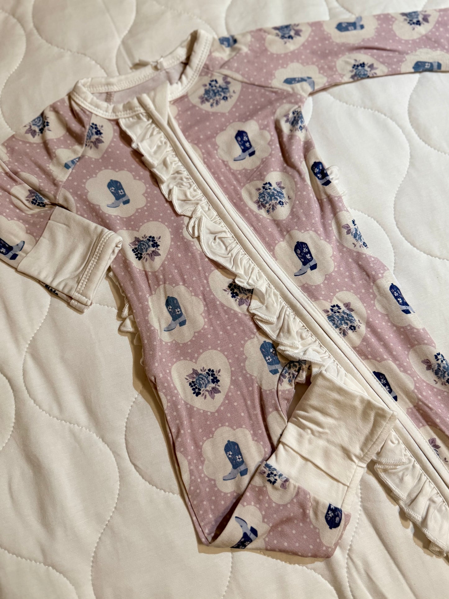 Western Charm - Ruffled Convertible Zipper Romper