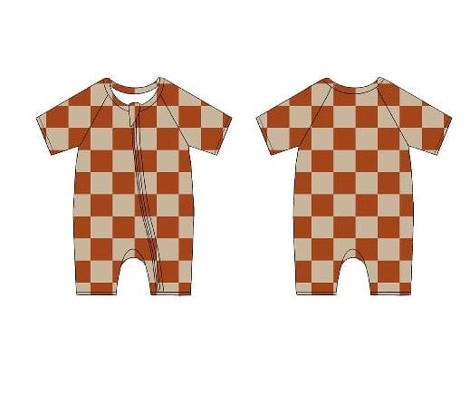 PREORDER - Harvest Check - Shortie Zipper Romper