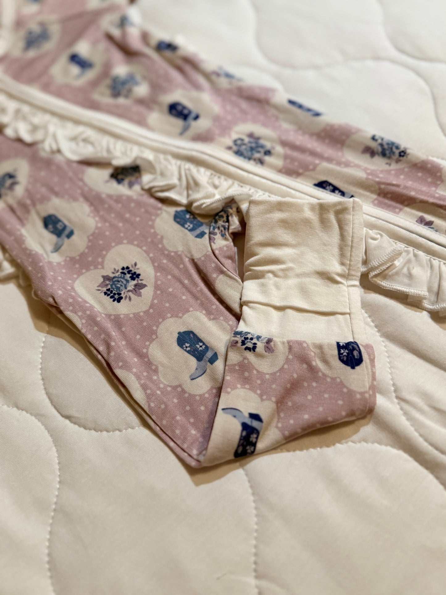 Western Charm - Ruffled Convertible Zipper Romper