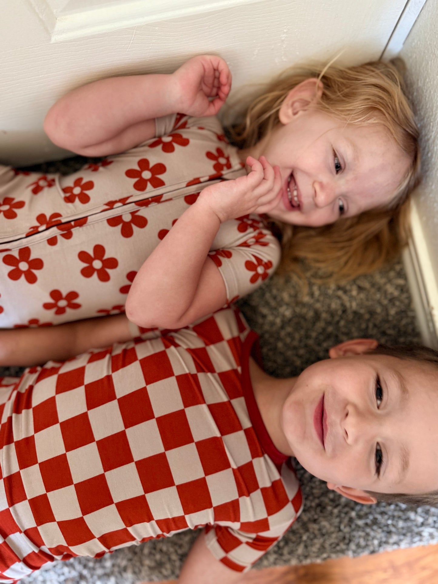 Harvest Check - Short Sleeve + Shorts Pajama Set