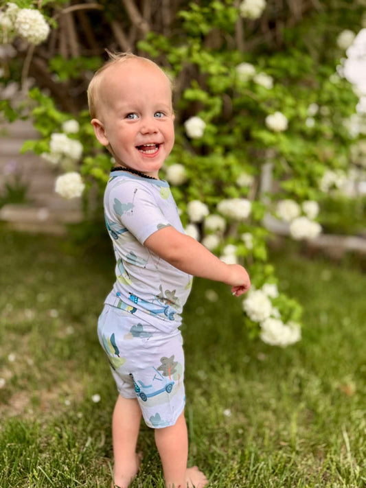 Caddy Club - Blue - Short Sleeve + Shorts Pajama Set
