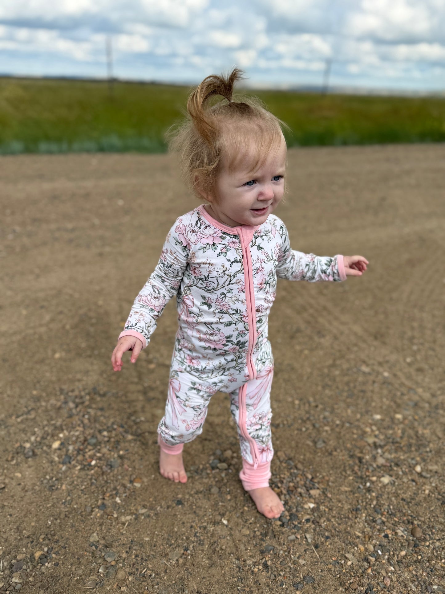 Pink Peonies - Convertible Zipper Romper