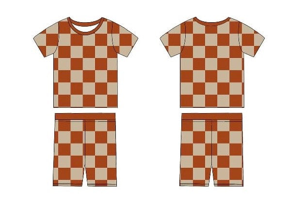 PREORDER - Harvest Check - Short Sleeve + Shorts Pajama Set
