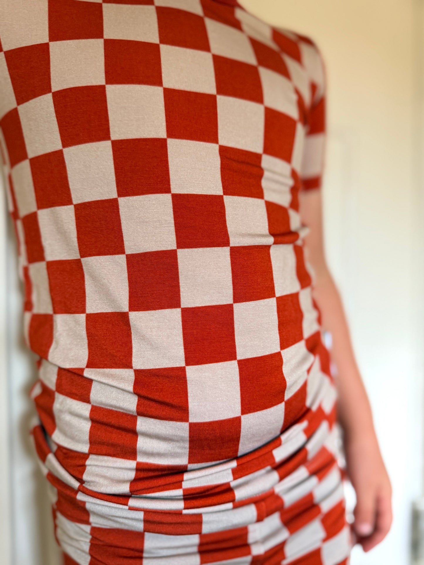 Harvest Check - Short Sleeve + Shorts Pajama Set