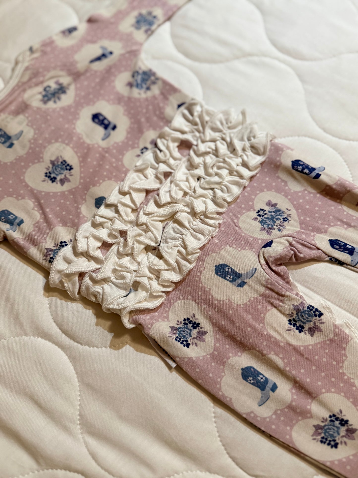 Western Charm - Ruffled Convertible Zipper Romper