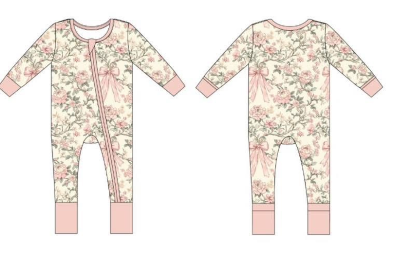Pink Peonies - Convertible Zipper Romper